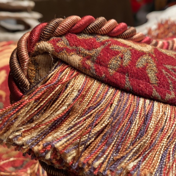 Chenille red, hold and tan accent pillows - Picture 9 of 9